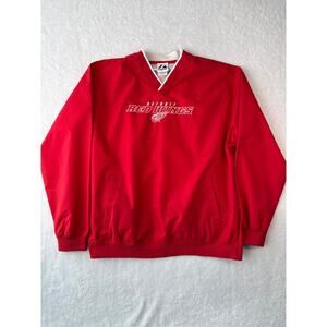 Vintage Majestic NHL Detroit Red Wings Pullover Jacket Red Medium Embroidered